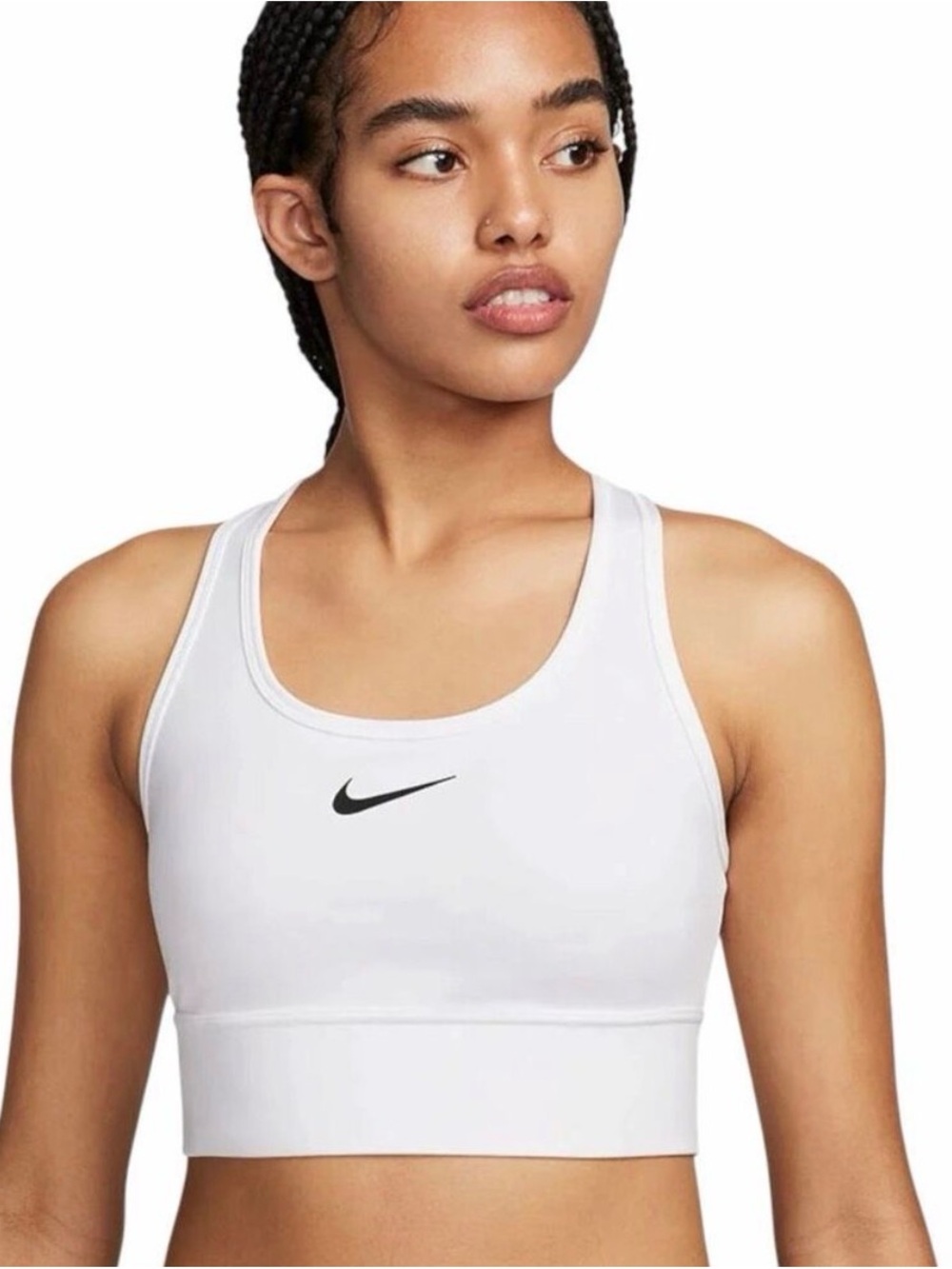 Nike Long Band White Sports Bra